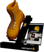 Work Boot Display Stand with branding and boot